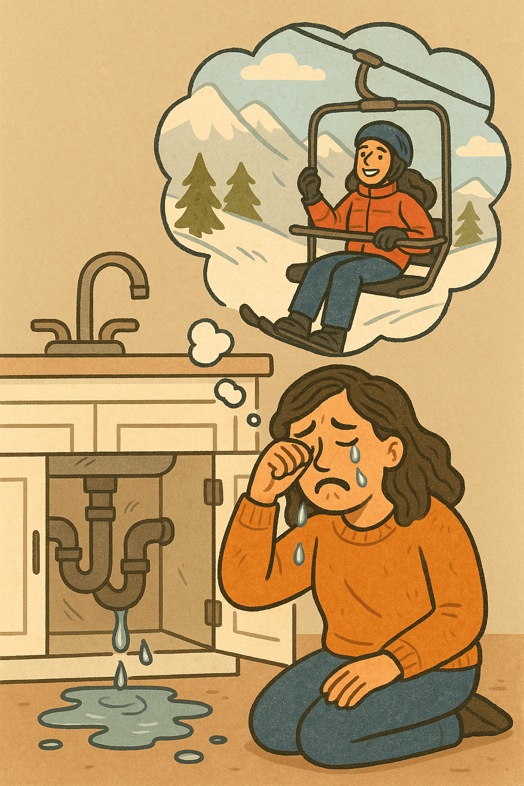 Woman crying because she is her own handyman in Park City