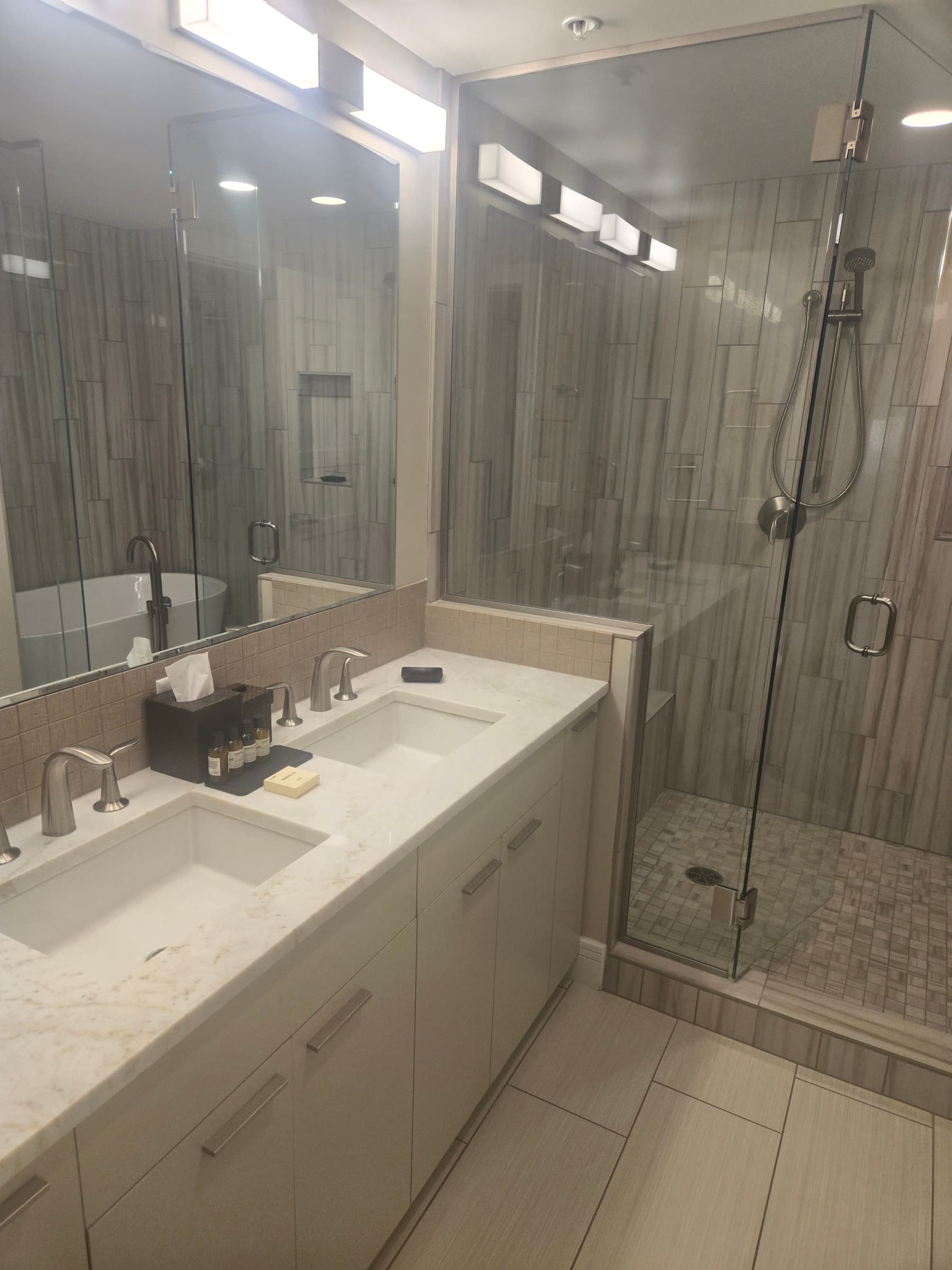 Bathroom Remodeling Park City - Double Vanity and Frameless Glass Shower
