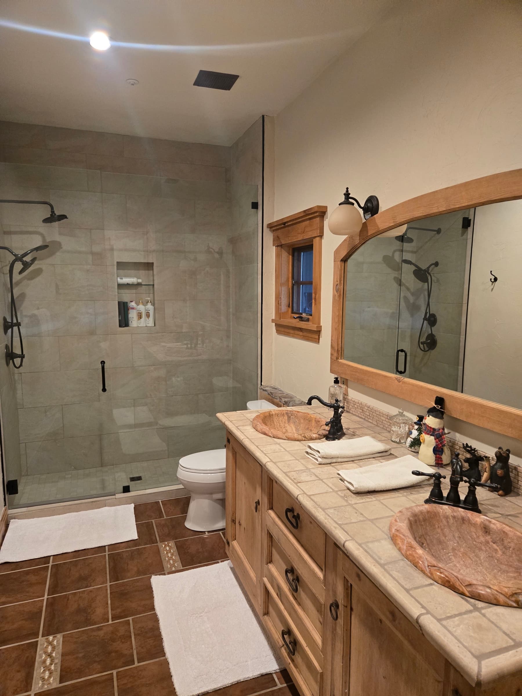 Bathroom Remodeling Park City - Rustic Vanity with Copper Vessel Sinks