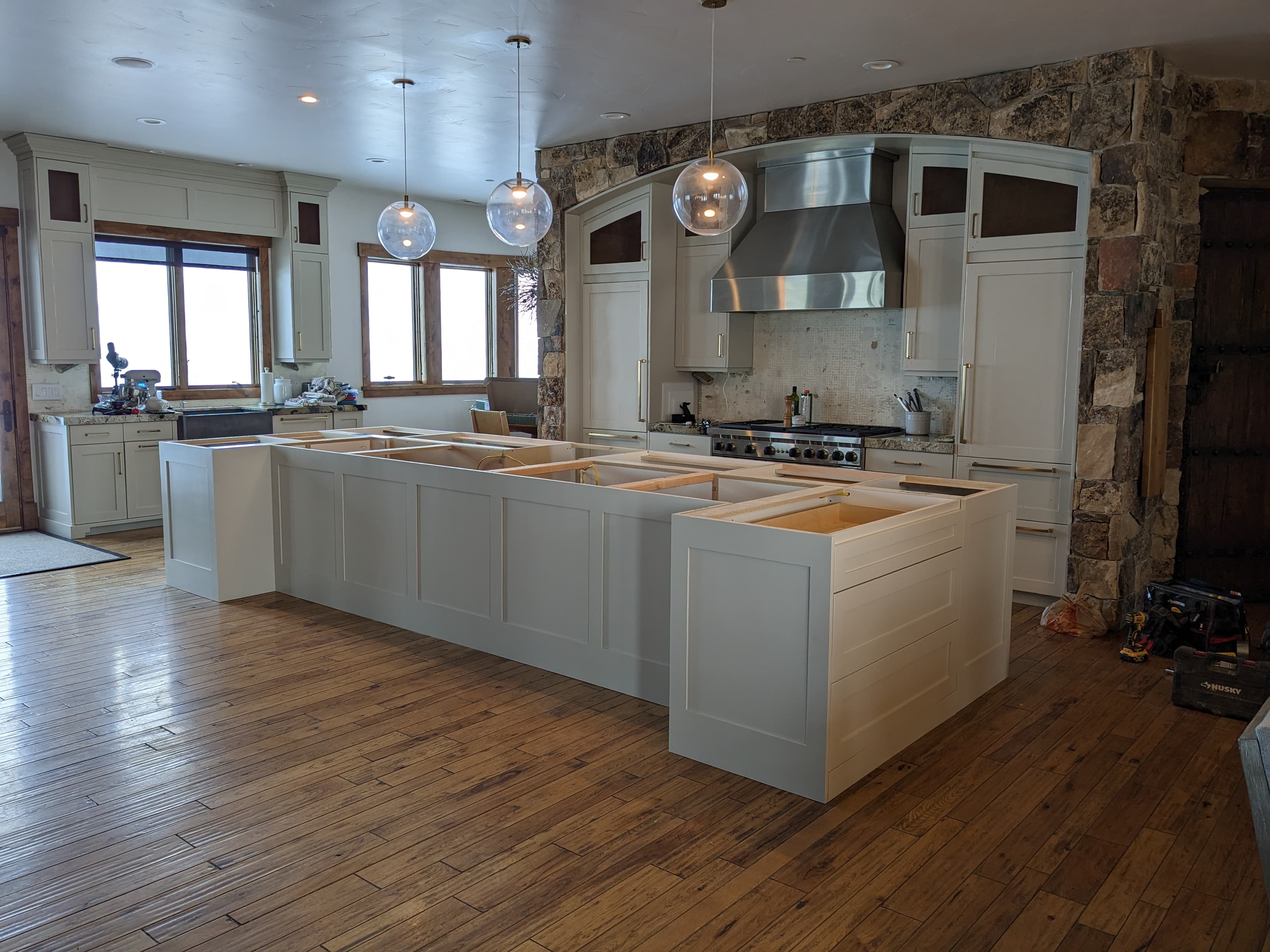Custom wet island with sink installed in a Park City kitchen remodel