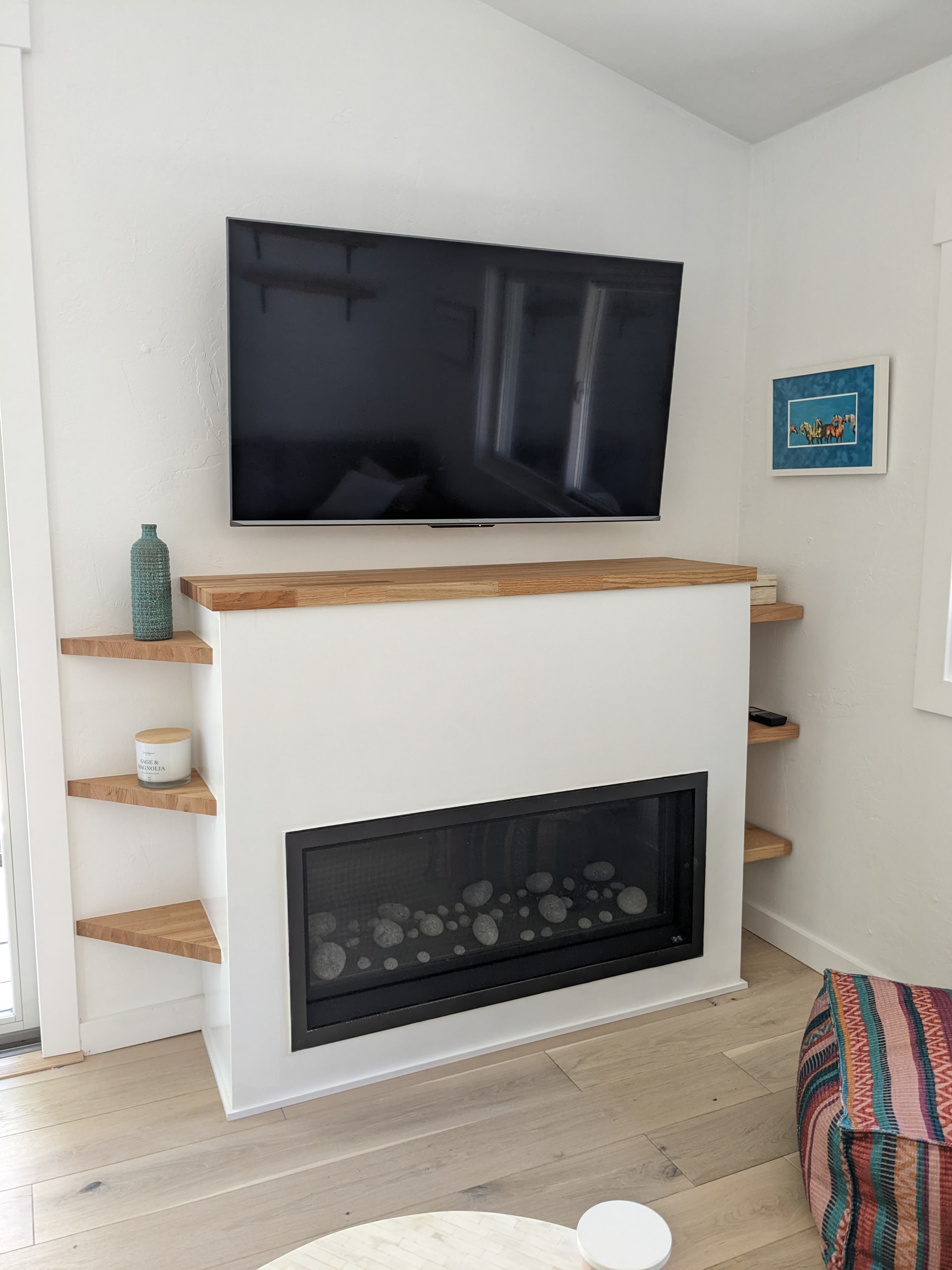 Finished lower-level family room with fireplace in a Park City home